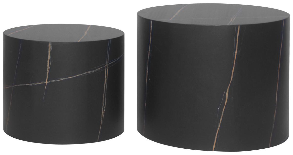 Beistelltischset Kairo Schwarz 2-teilig - Schwarz, Trend, Holzwerkstoff (48/38/38/32/40/30cm)