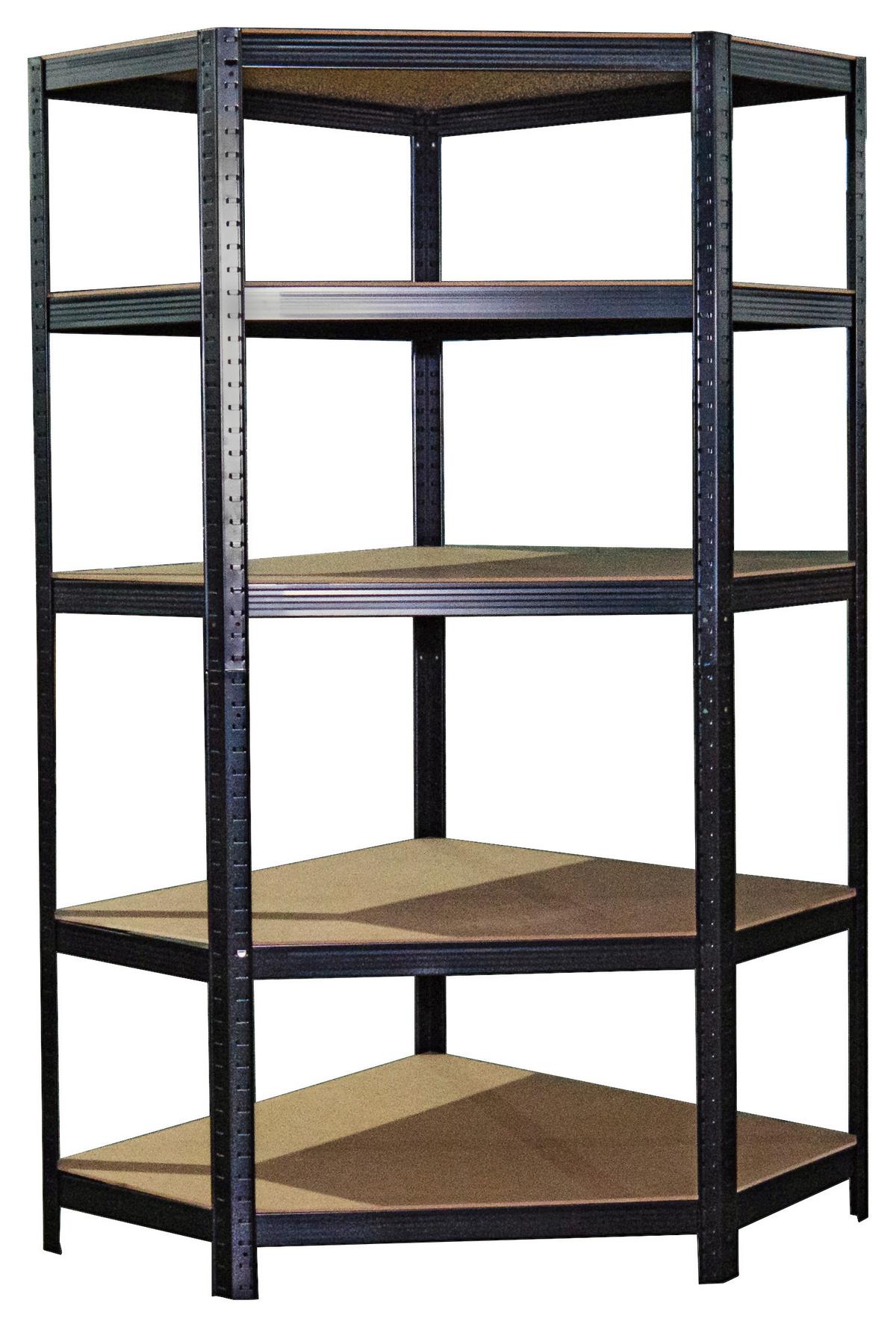 Schwerlastregal Theo -Eck - Schwarz, Trend, Holzwerkstoff/Metall (90/40/180cm) - Homezone