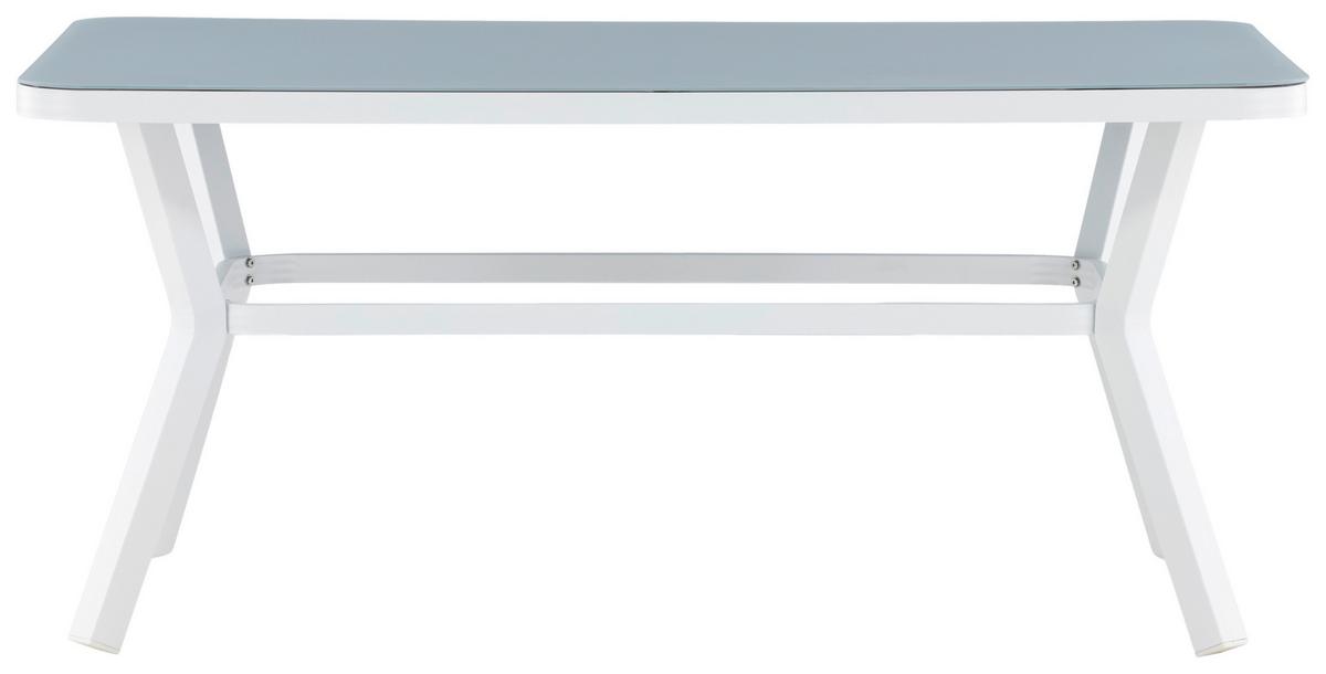 Gartentisch Virya - Weiß/Grau, KONVENTIONELL, Glas/Metall (160/90/74cm) - Gardenson