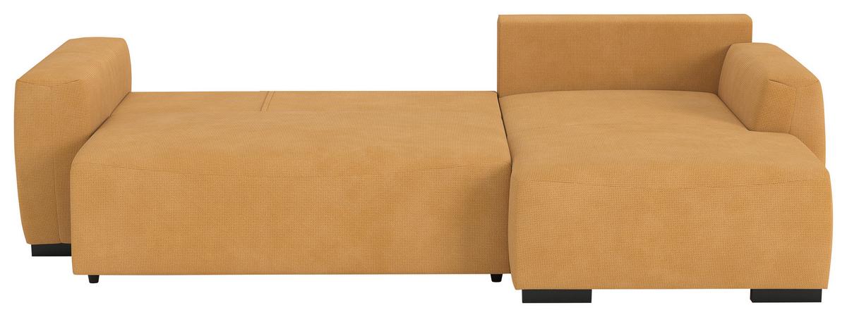 Ecksofa mit Bettfunktion Giro Mikrofaser senfgelb, B: 252cm - Senfgelb/Schwarz, Trend, Textil (252/170cm) - MID.YOU