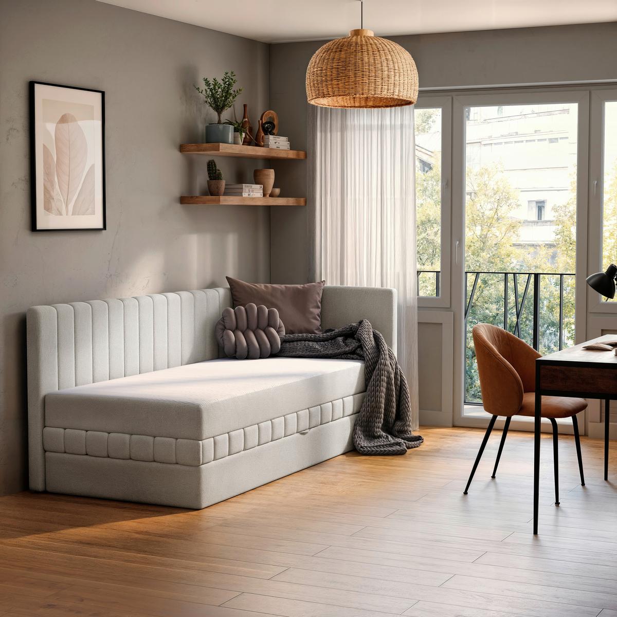 Schlafsofa Roma, Creme B: 212 Cm - Creme/Schwarz, Design, Holz/Holzwerkstoff (212/83/99cm) - MID.YOU