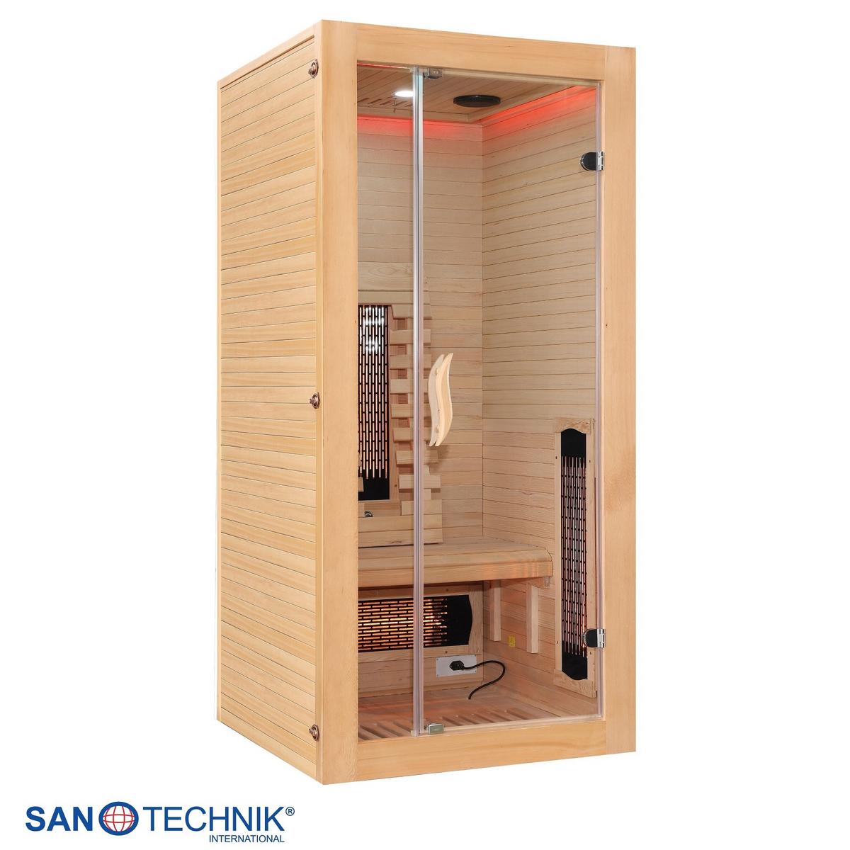 Infrarotkabine ergonomische Rückenlehnen - Naturfarben, Basics, Glas/Holz (90/190/90cm) - Sanotechnik