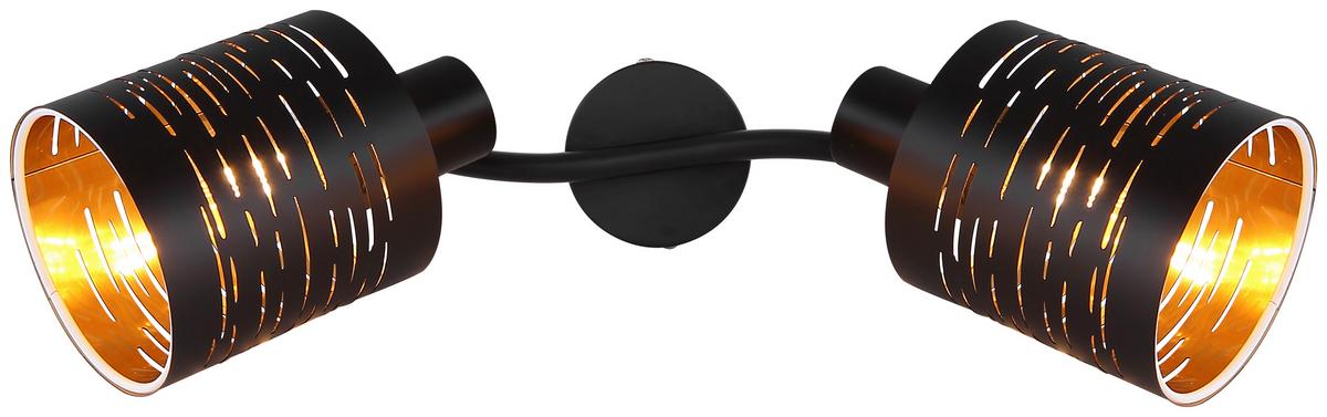 Strahler Tunno 2-Flammig verstellbar L: 29,6 cm - Goldfarben/Schwarz, Design, Kunststoff/Metall (29,6/10/16cm) - Globo