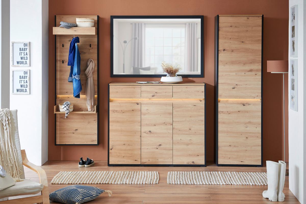 Wandspiegel Welcome Rechteckig Bxh: 130x84 Cm Schwarz Matt - MODERN, Glas/Holzwerkstoff (130/84/2,2cm)