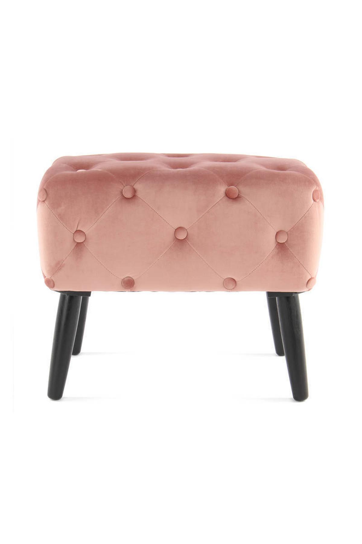 Hocker Samt Rosa/Schwarz Sitz Gepolstert H: 48 cm - Schwarz/Rosa, Basics, Holzwerkstoff/Textil (40/48/60cm) - Kayoom