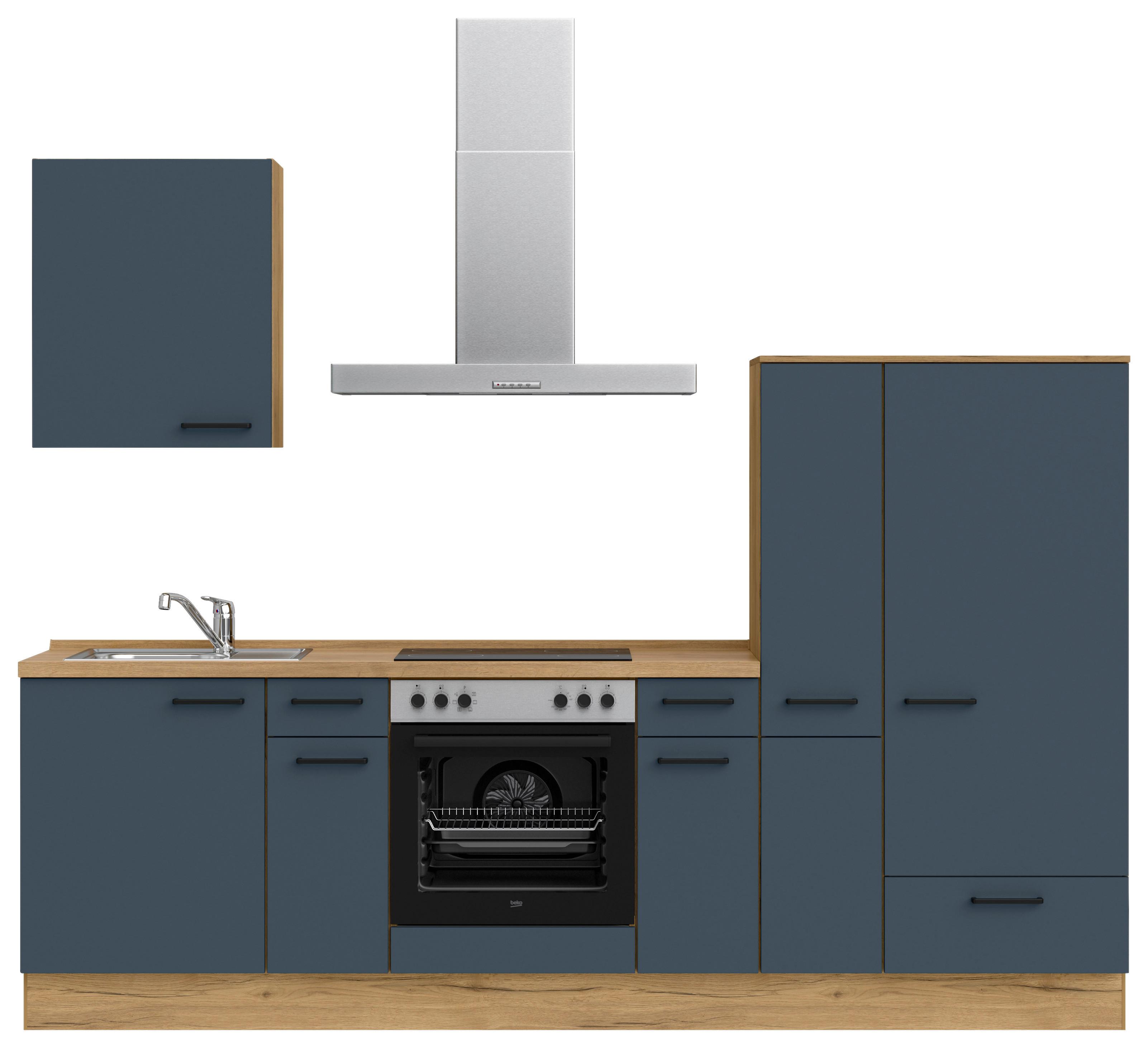 Küchenleerblock Easytouch Low-Line, L3 Rechts - Blau/Eichefarben, MODERN, Holzwerkstoff (270cm) - Nobilia