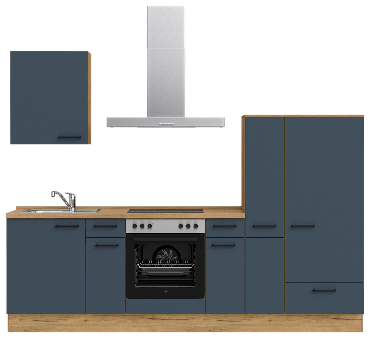 Küchenleerblock Easytouch Low-Line, L3 Rechts - Blau/Eichefarben, MODERN, Holzwerkstoff (270cm) - Nobilia