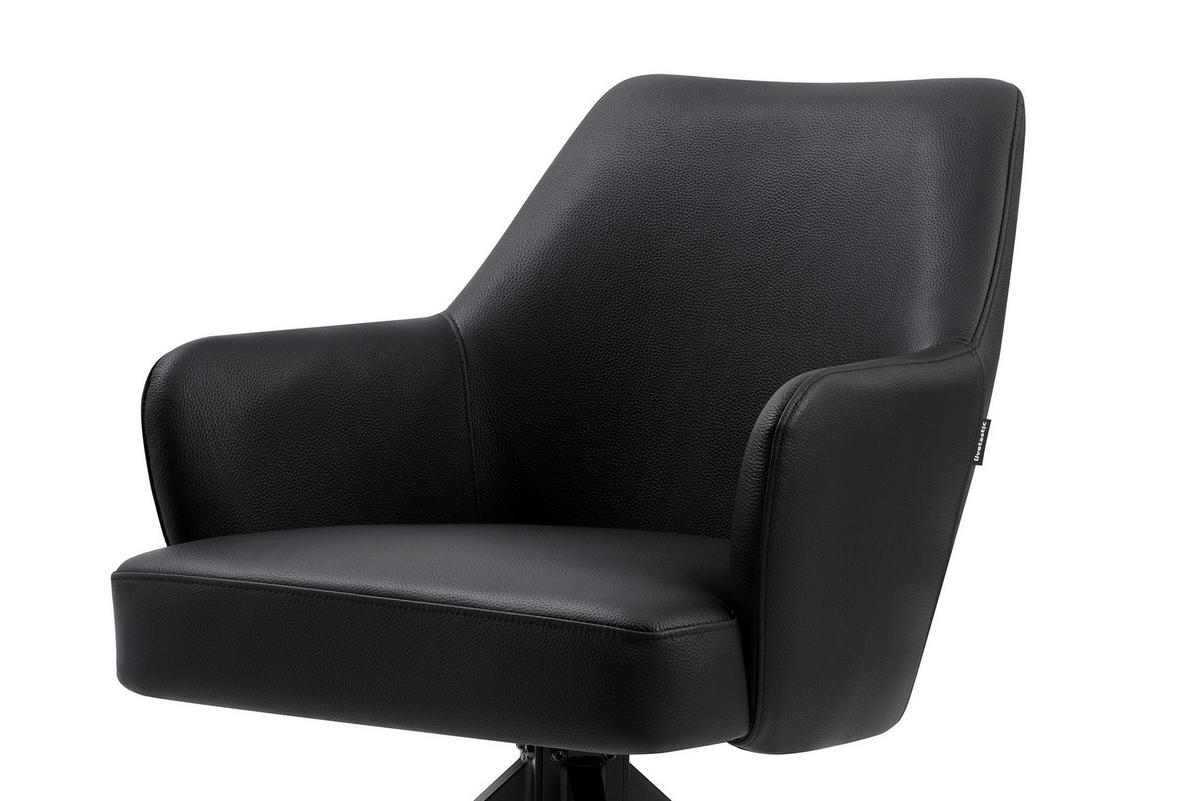 Armlehnstuhl Janette Schwarz B: 57,5 cm - Schwarz, MODERN, Leder/Holz (57,5/83,5/63cm) - Livetastic