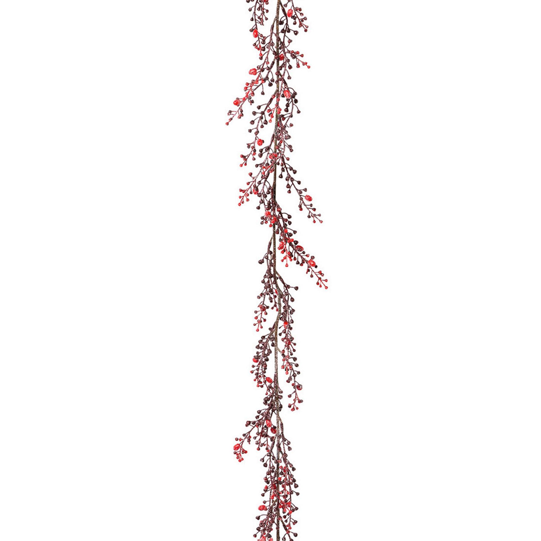 Kunstpflanze Beerengirlande - Rot/Braun, KONVENTIONELL, Kunststoff (186cm)