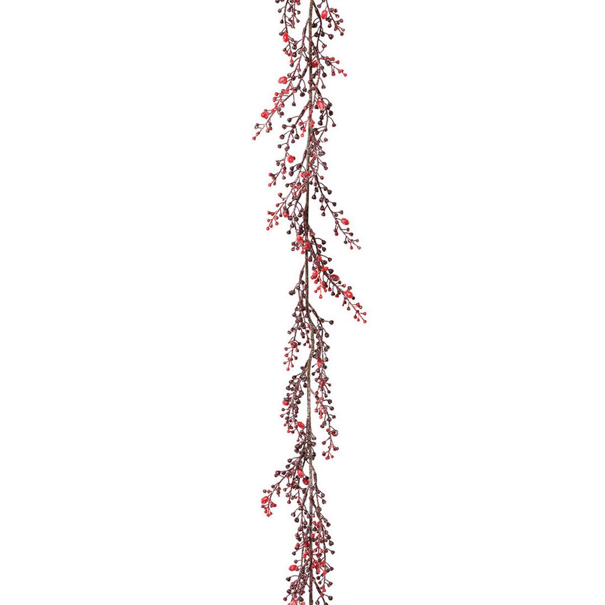Kunstpflanze Beerengirlande - Rot/Braun, KONVENTIONELL, Kunststoff (186cm)