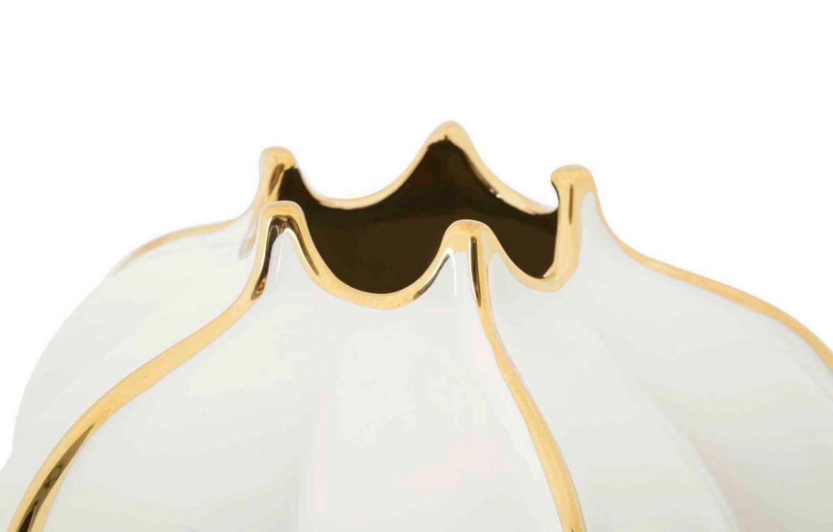 Vase Potter Weiß, Goldfarben B:21cm - Goldfarben/Weiß, Basics, Keramik (21/40/21cm)