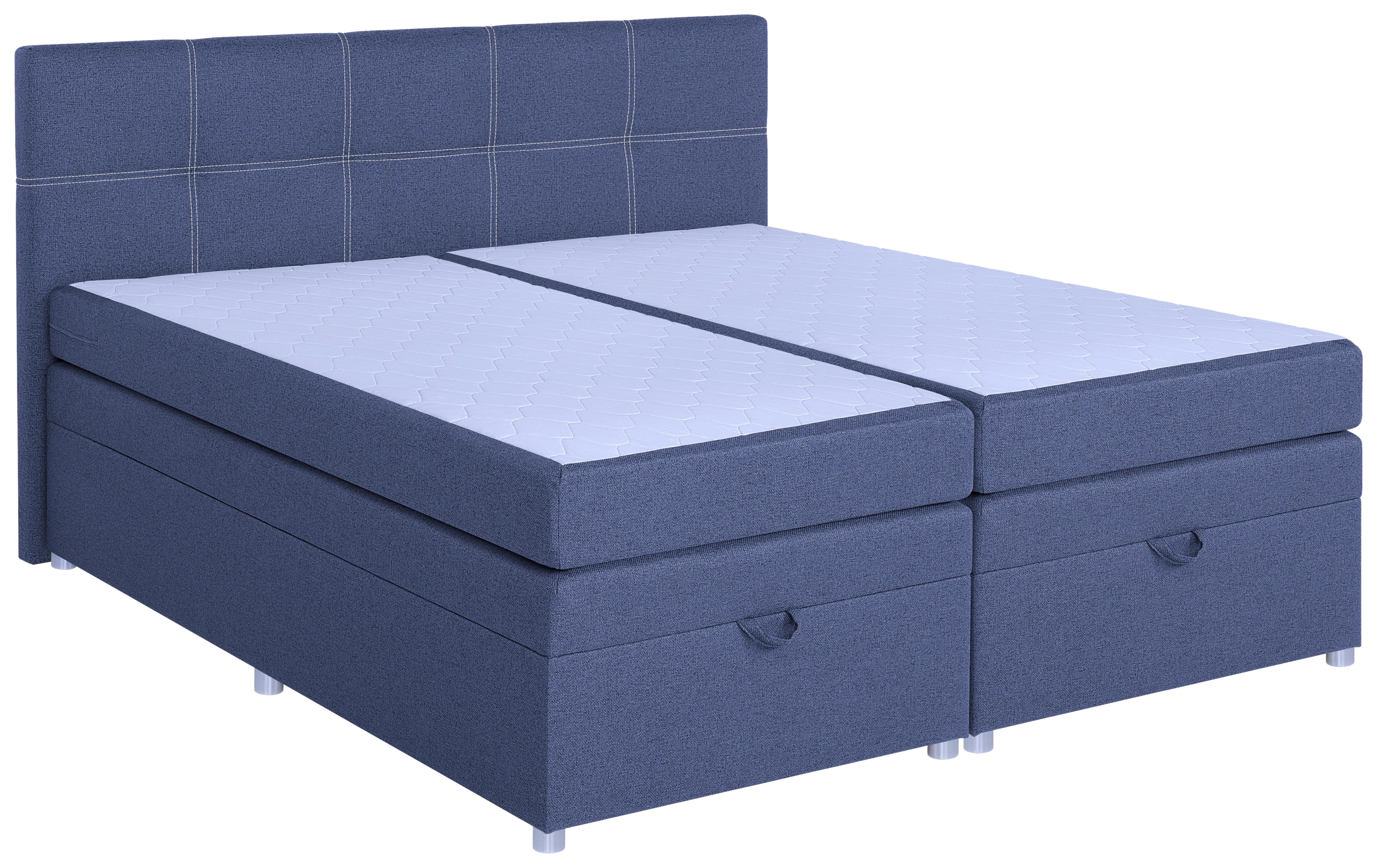 Boxspringbett Royal 180x200 Blau - Chromfarben/Blau, MODERN, Holzwerkstoff/Textil (180/200cm)