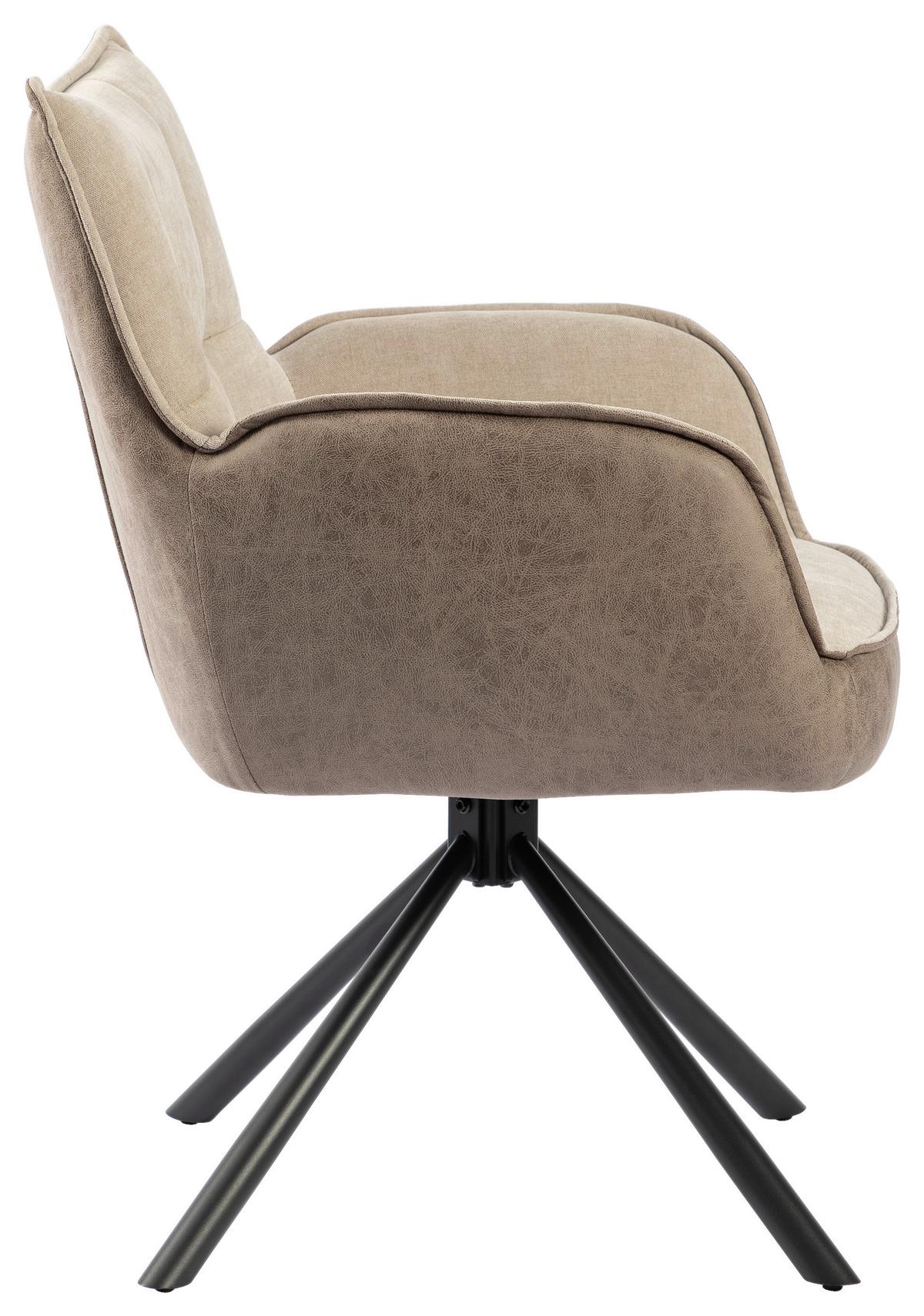 Armlehnstuhl Verona Beige B: 60 cm - Beige/Schwarz, MODERN, Textil/Metall (60/87/63cm) - MID.YOU