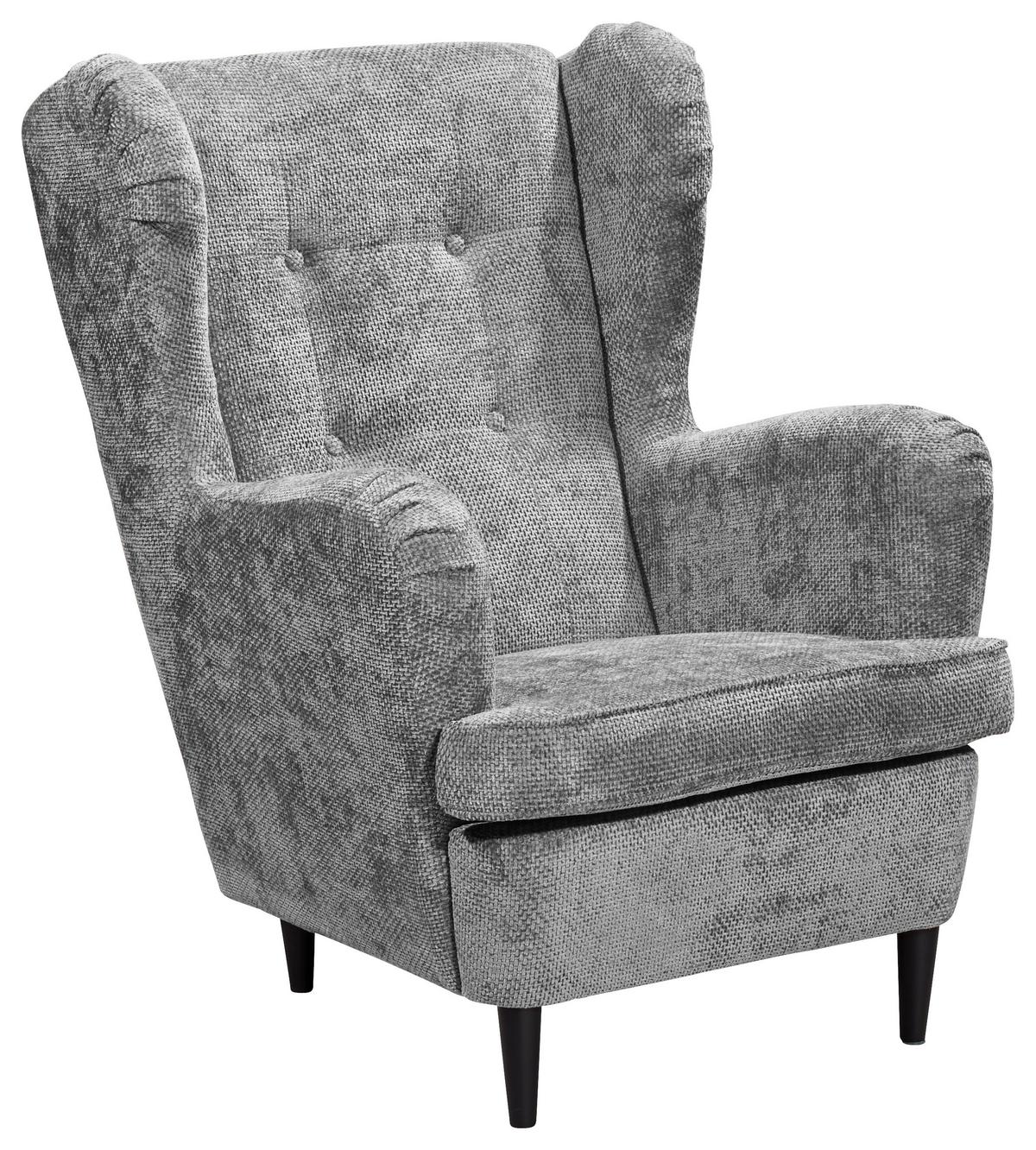 Ohrensessel Oskar Grau B: 78 cm - Schwarz/Grau, KONVENTIONELL, Textil (78/102/98cm) - MID.YOU
