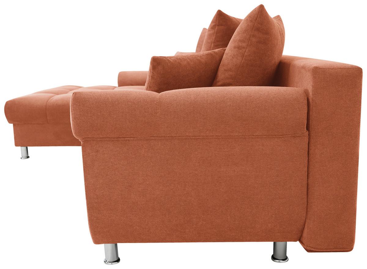 Rohová sedačka ERICE, levá, koňaková - barvy chromu/koňaková, Design, textil/plast (198/312cm)