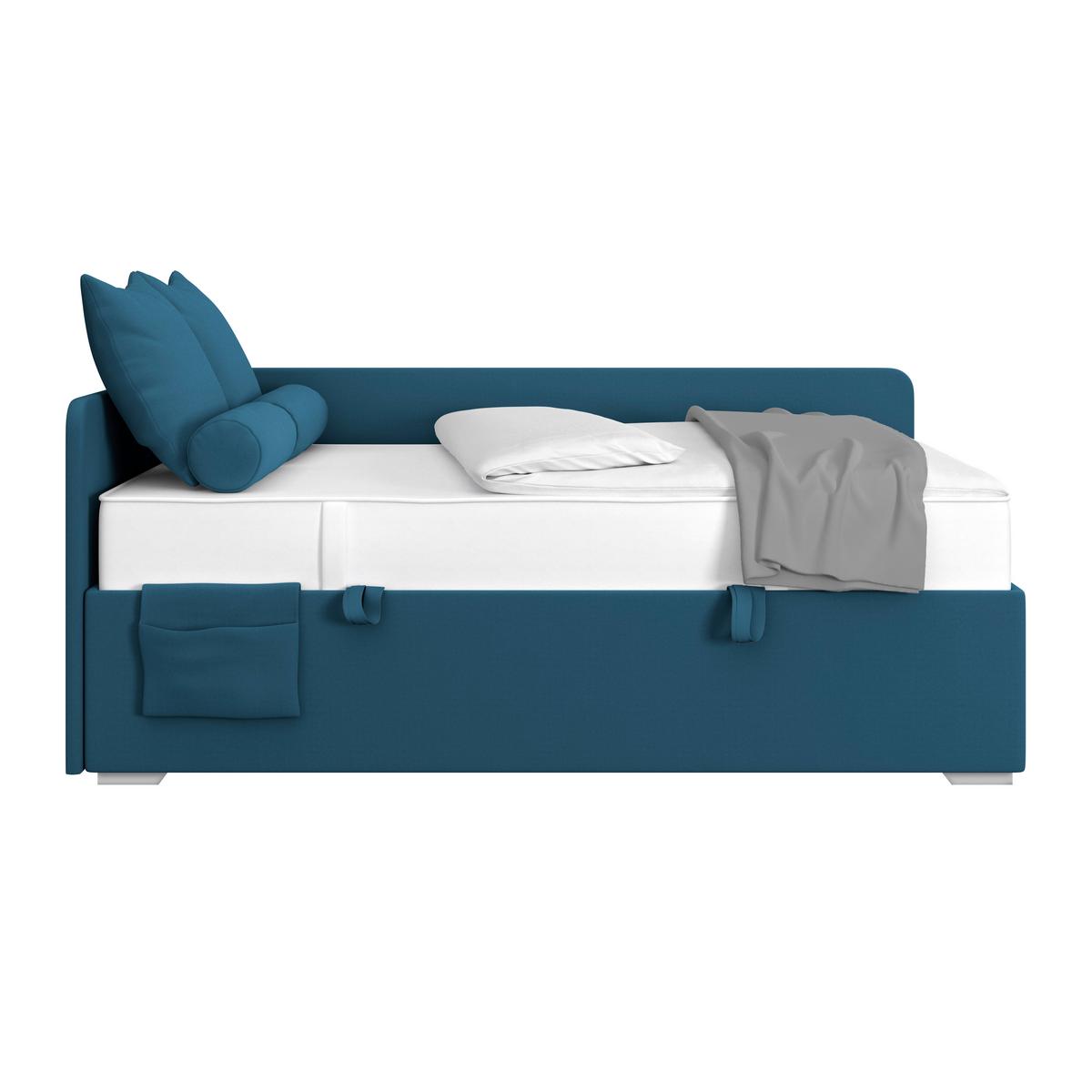 Polsterbett Remi - Chromfarben/Dunkelblau, MODERN, Holz/Textil (140/200cm)