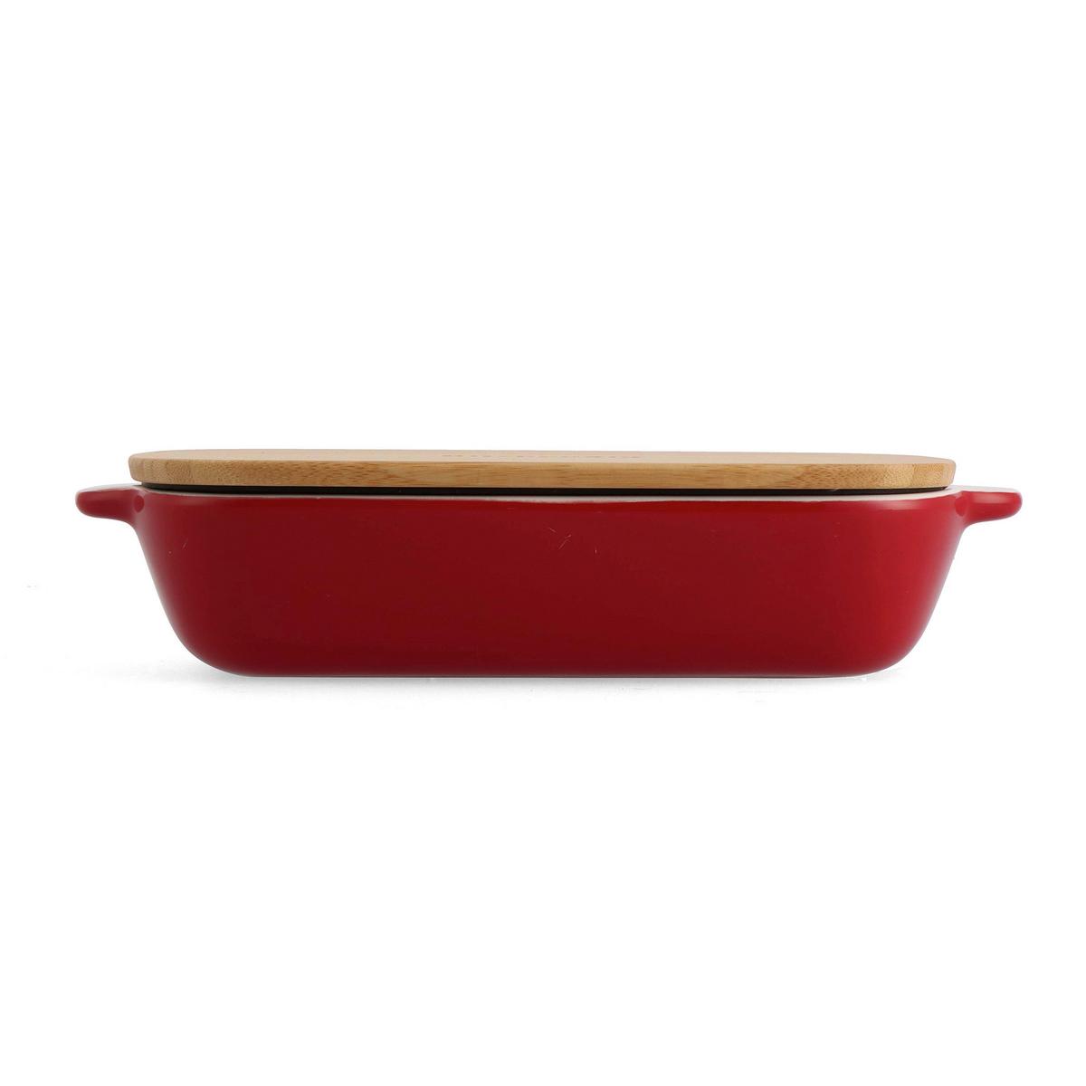 Auflaufform Stoneware Rot/weiß B: 18,8 Cm - Rot/Weiß, Basics, Naturmaterialien/Keramik (18.8cm) - Kitchenaid