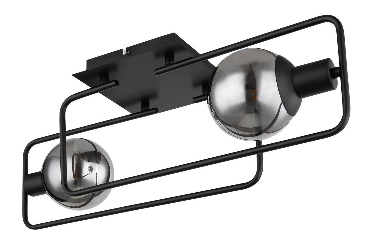 Deckenleuchte L: 61 cm 2-Flammig mit Rauchglas - Schwarz, Design, Glas/Metall (61/23/19cm) - Globo