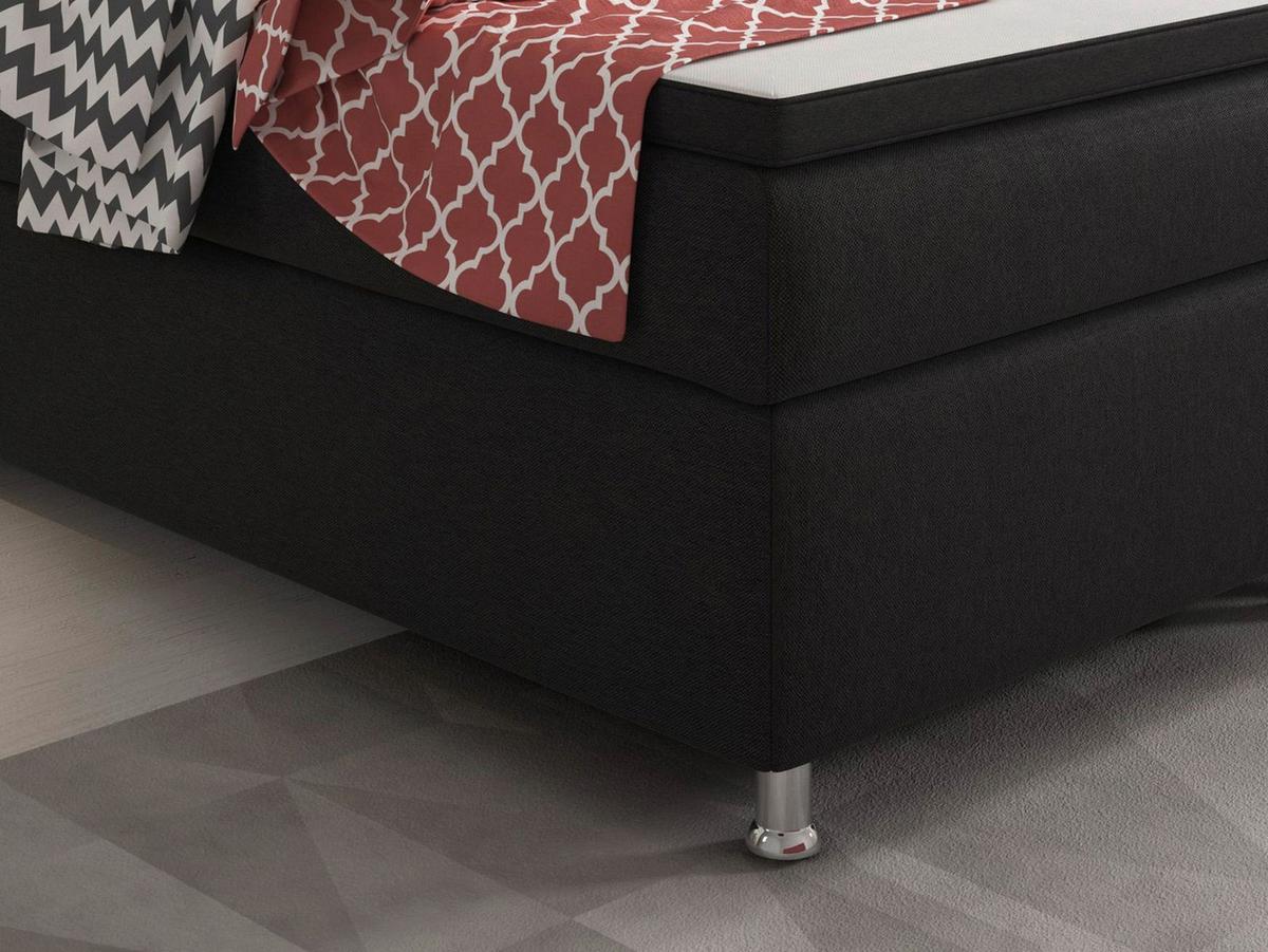 Boxspringbett mit Topper 180x200 cm King Size-F - Silberfarben/Schwarz, KONVENTIONELL, Textil (180/115/210cm) - MID.YOU