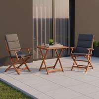 Gartenmöbel Set 5--Teilig Comodoro Echtholz klappbar mit Kissen - Braun/Grau, KONVENTIONELL, Holz/Textil - Gardenson