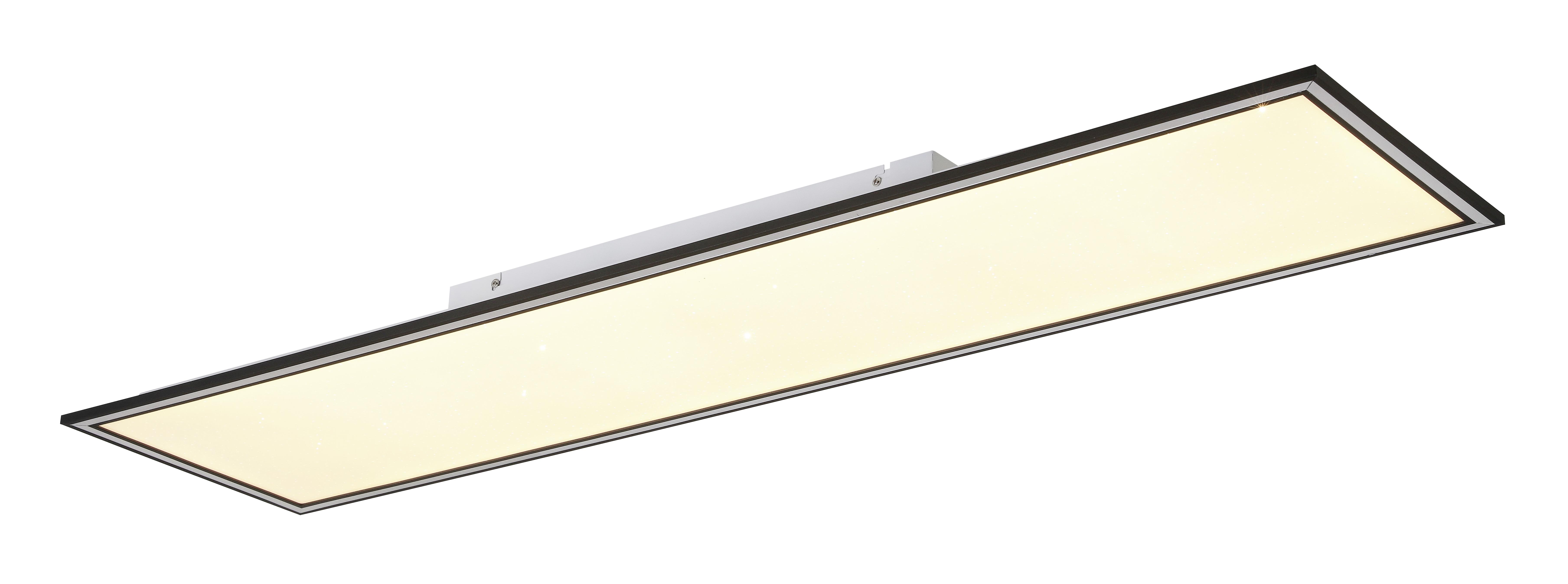 LED-Deckenleuchte Bruno L: 120 cm mit Sternenhimmel - Chromfarben/Schwarz, MODERN, Kunststoff/Metall (120/30/7,5cm) - Luca Bessoni