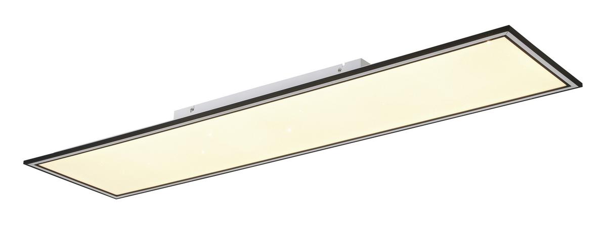 Led-deckenleuchte Bruno L: 120 Cm Mit Sternenhimmel - Chromfarben/Schwarz, MODERN, Kunststoff/Metall (120/30/7,5cm) - Luca Bessoni