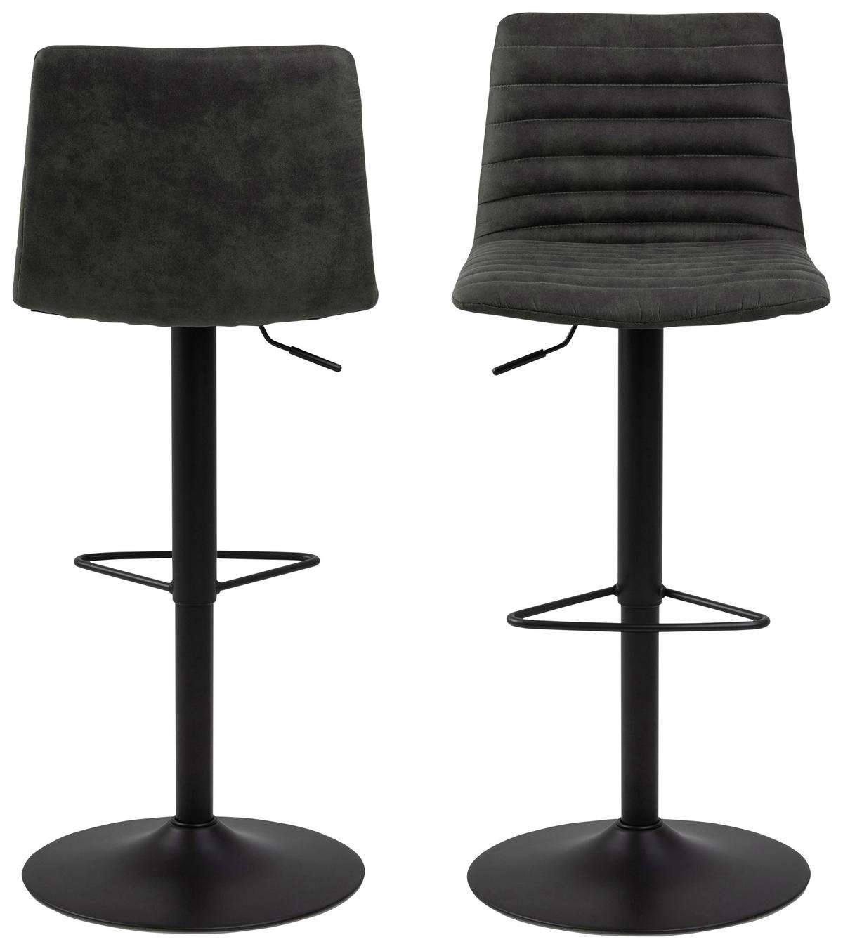 Barhocker Kimmy Dunkelgrau B: 50 Cm - Dunkelgrau/Schwarz, Trend, Textil/Metall (50cm) - MID.YOU