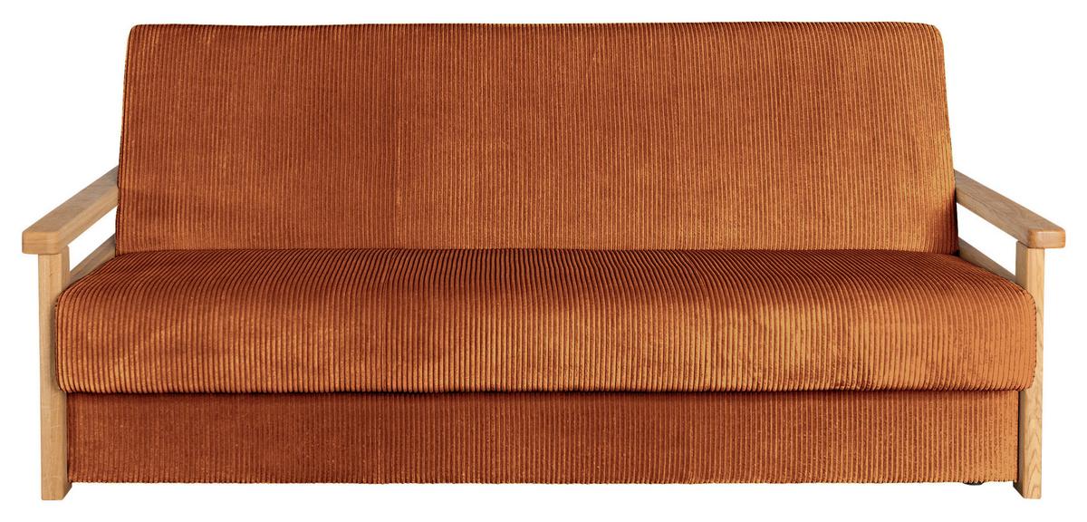Schlafsofa Malaga Terracotta B: 220cm - Terracotta/Naturfarben, Design, Holz/Textil (220/90/90cm) - P & B