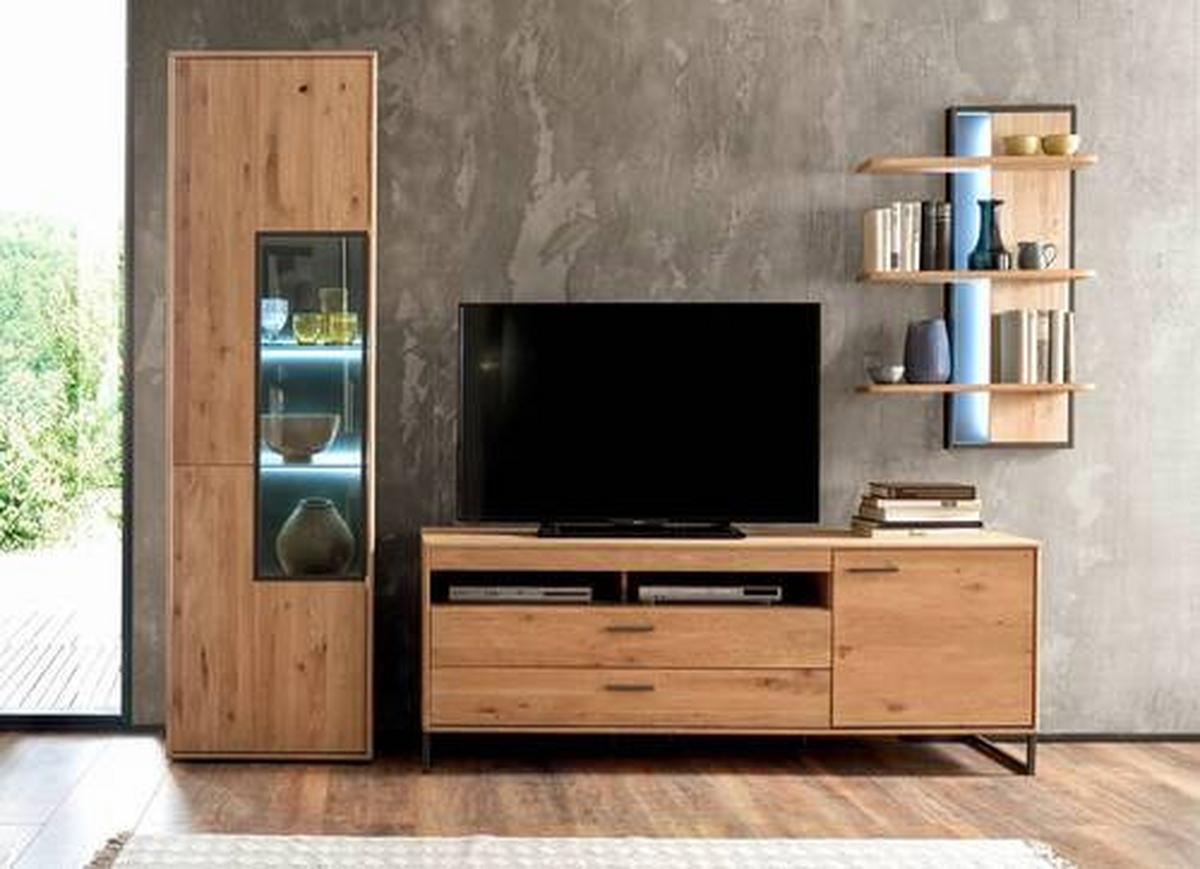 TV-Element Portland B: 184 cm Eiche Dekor - Eichefarben/Schwarz, Design, Holz/Holzwerkstoff (184/67/50cm) - Livetastic