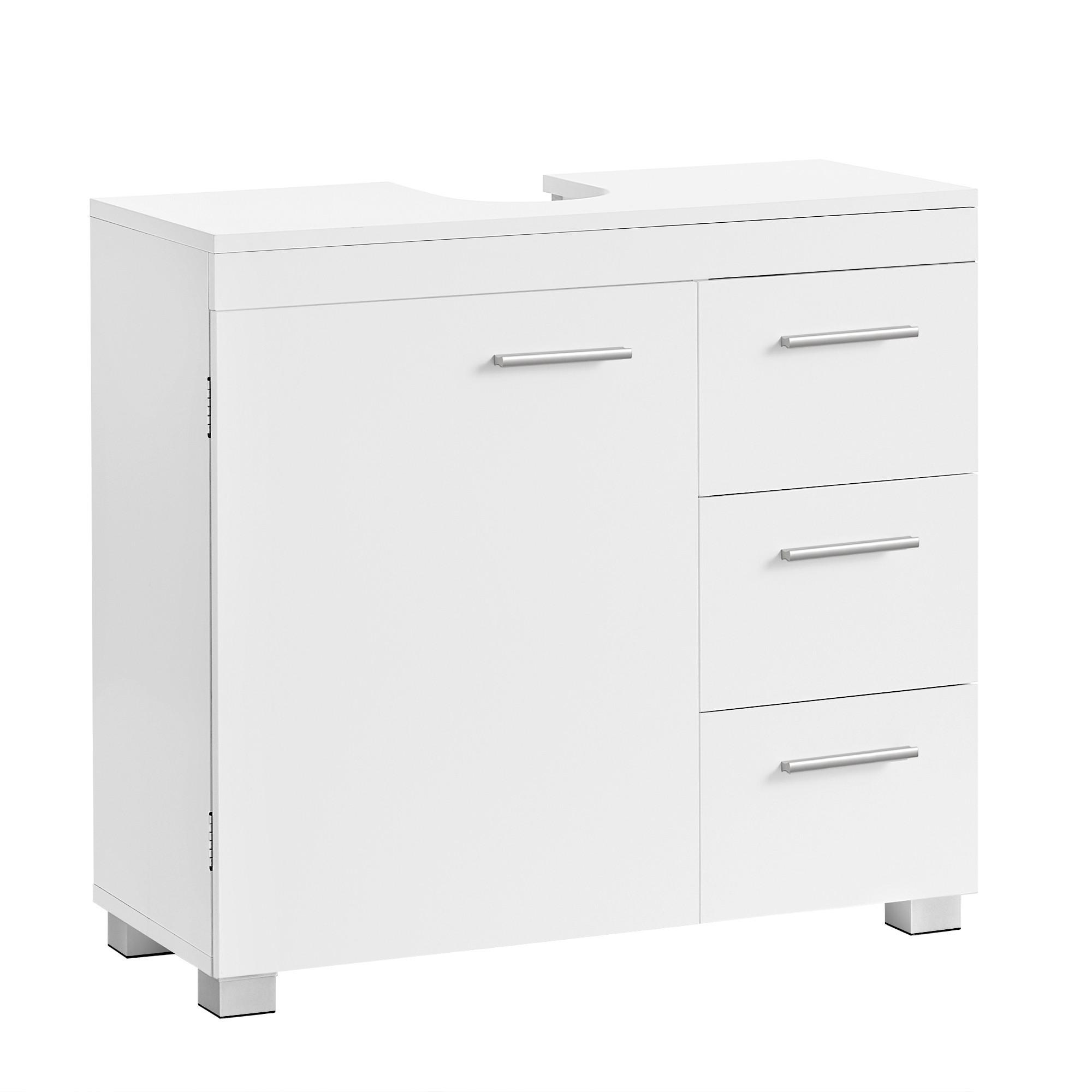Waschbeckenunterschrank Bbk503w10v2 - Weiß/Grau, Trend, Holzwerkstoff (70/64/30cm) - MID.YOU