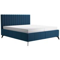Manželská posteľ Vivien 2, 180x200, tmavomodrá - čierna/tmavomodrá, Modern, drevo/textil (180/200cm)