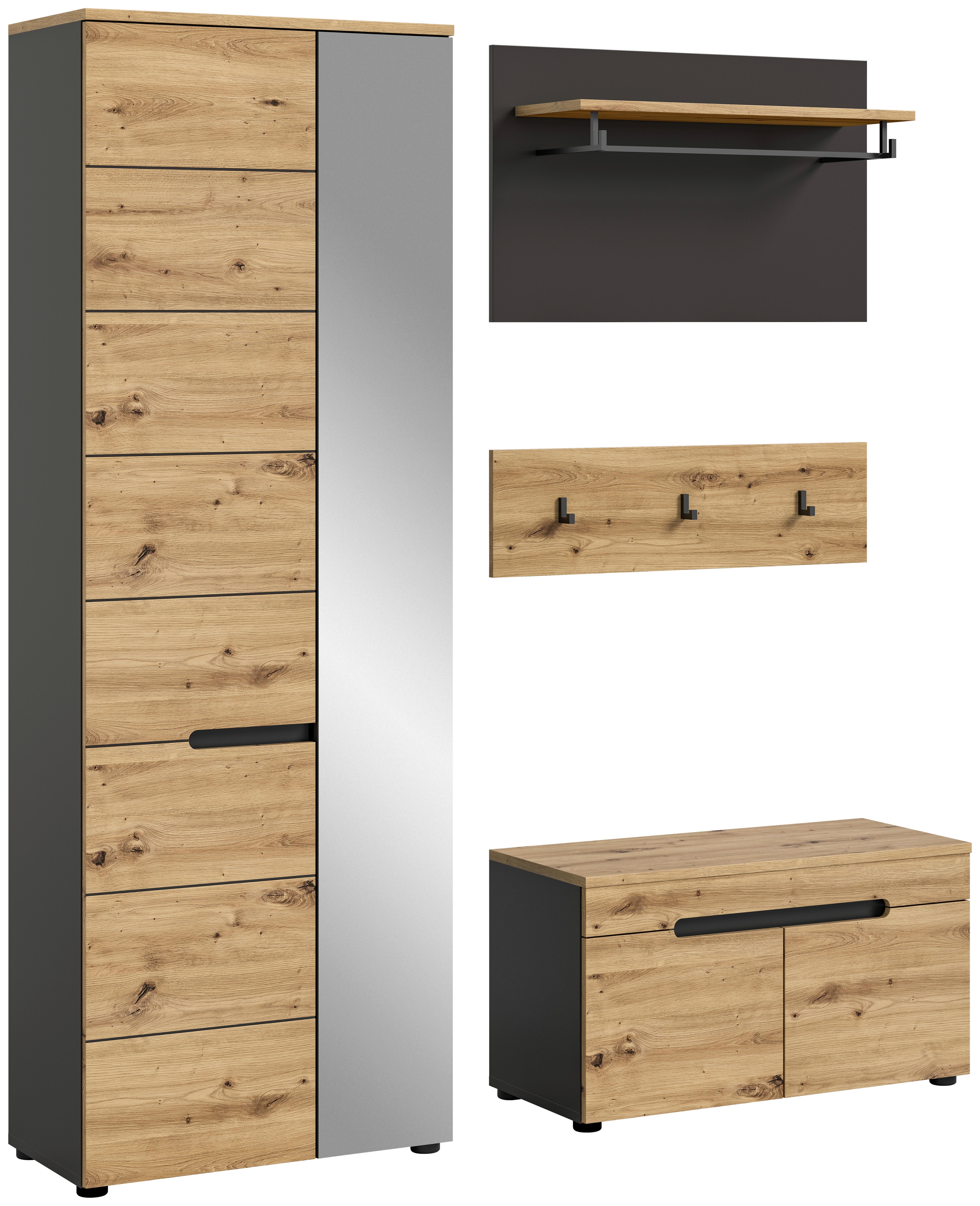 Garderobe Canu Eiche Artisan B: 160 cm - KONVENTIONELL, Holzwerkstoff (160/190/37cm) - MID.YOU