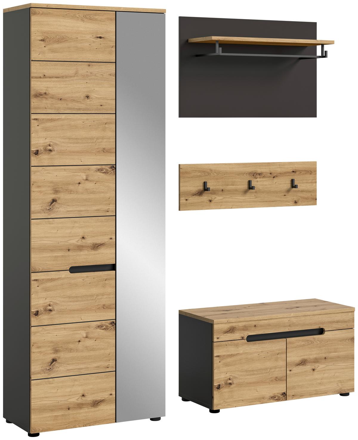 Garderobe Canu Eiche Artisan B: 160 cm - KONVENTIONELL, Holzwerkstoff (160/190/37cm) - MID.YOU