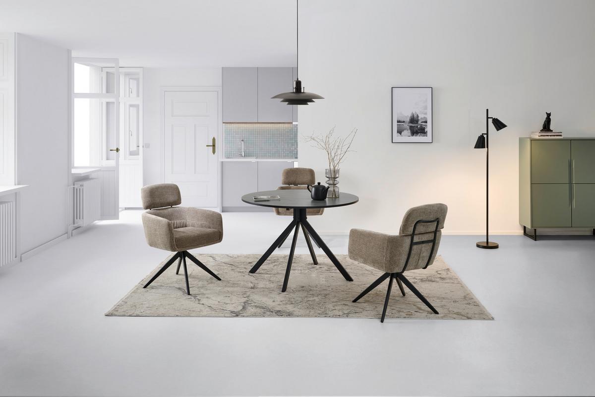 Esstisch Lennox Mdf Melamin Grau, B: 110 Cm - Schwarz/Grau, KONVENTIONELL, Holzwerkstoff/Metall (110/110/76cm) - MID.YOU