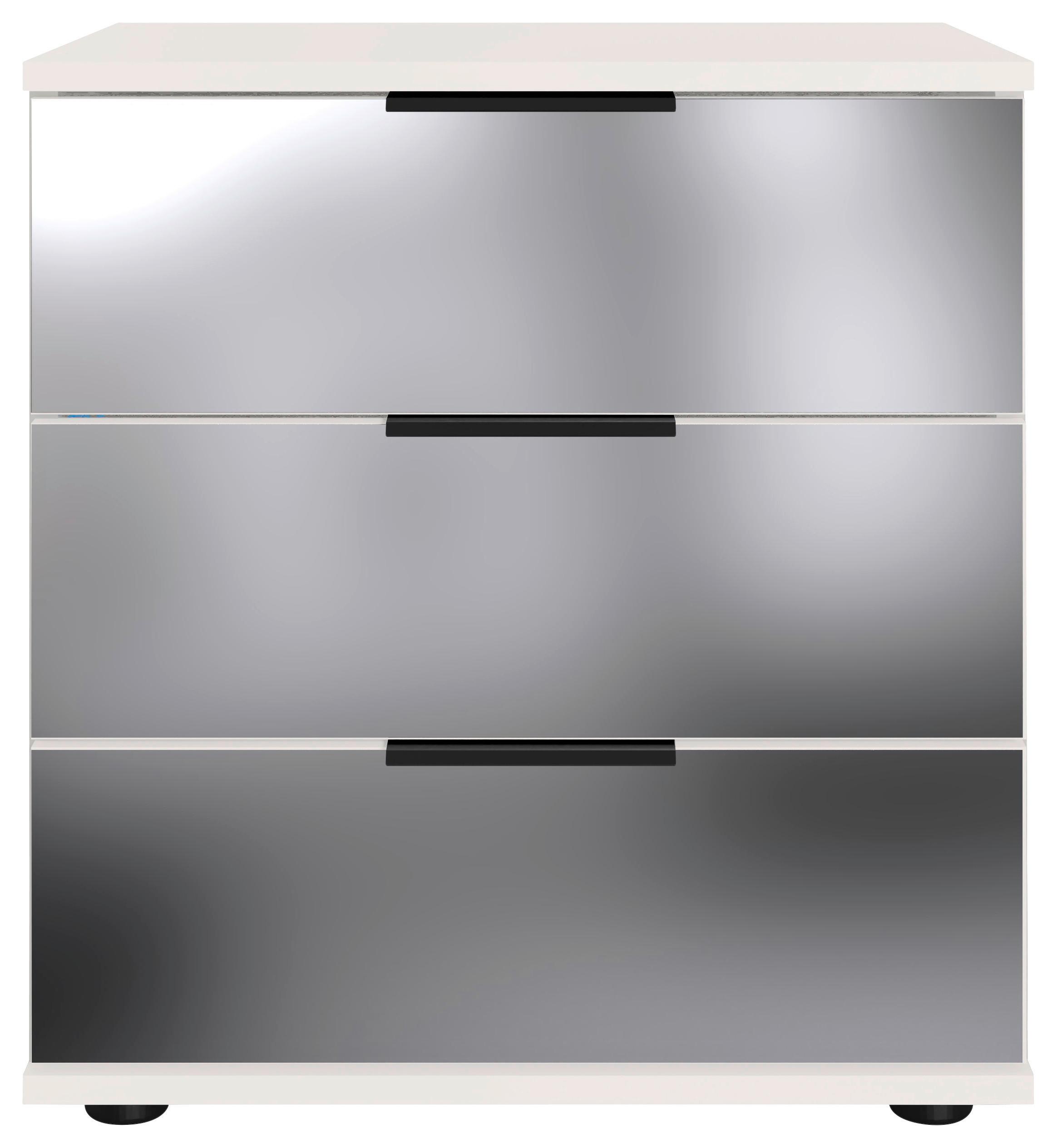 Nachkästchen Weiß H: 58 Cm Saigon - Schwarz/Weiß, MODERN, Glas/Holzwerkstoff (52/58/38cm) - MID.YOU