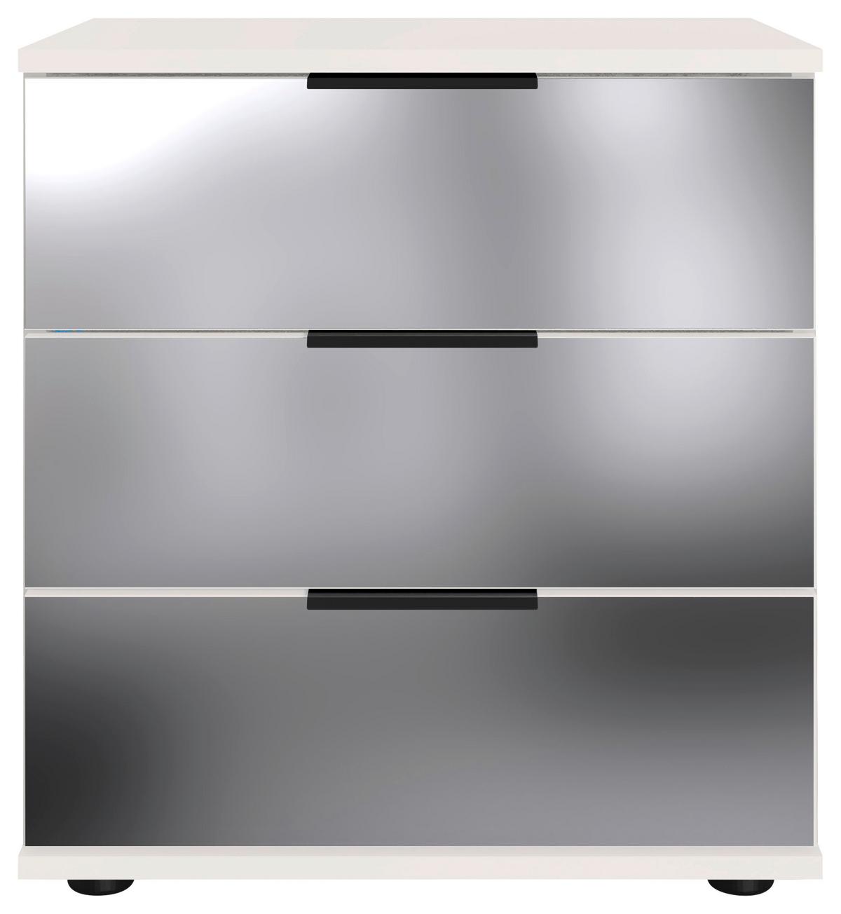 Nachkästchen Weiß H: 58 cm Saigon - Schwarz/Weiß, MODERN, Glas/Holzwerkstoff (52/58/38cm) - MID.YOU