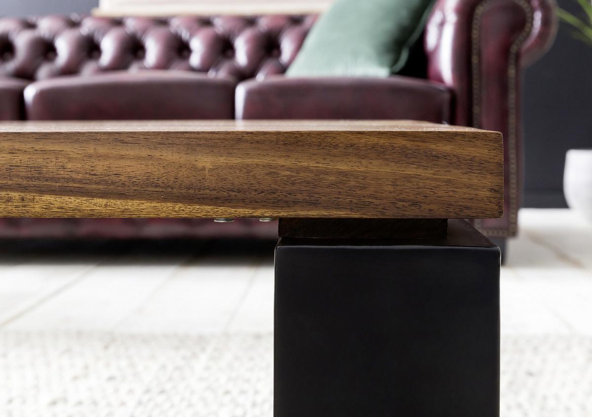 Couchtisch mit Holzplatte, Sheeham/Schwarz - Sheeshamfarben/Schwarz, Design, Holz/Metall (115/60/35cm) - MID.YOU