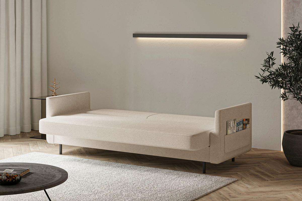 Schlafsofa Cloudy Beige B: 221 cm - Beige, Design, Textil (221/87/84cm) - MID.YOU