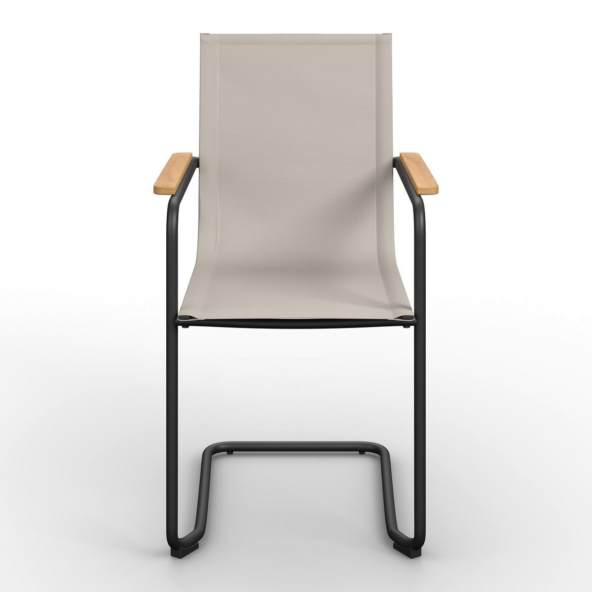 SADA ZAHRADNÍCH KŘESEL DAISY - černá/světle šedá, Moderní, kov/dřevo (55,5/95/55cm) - Bessagi Garden