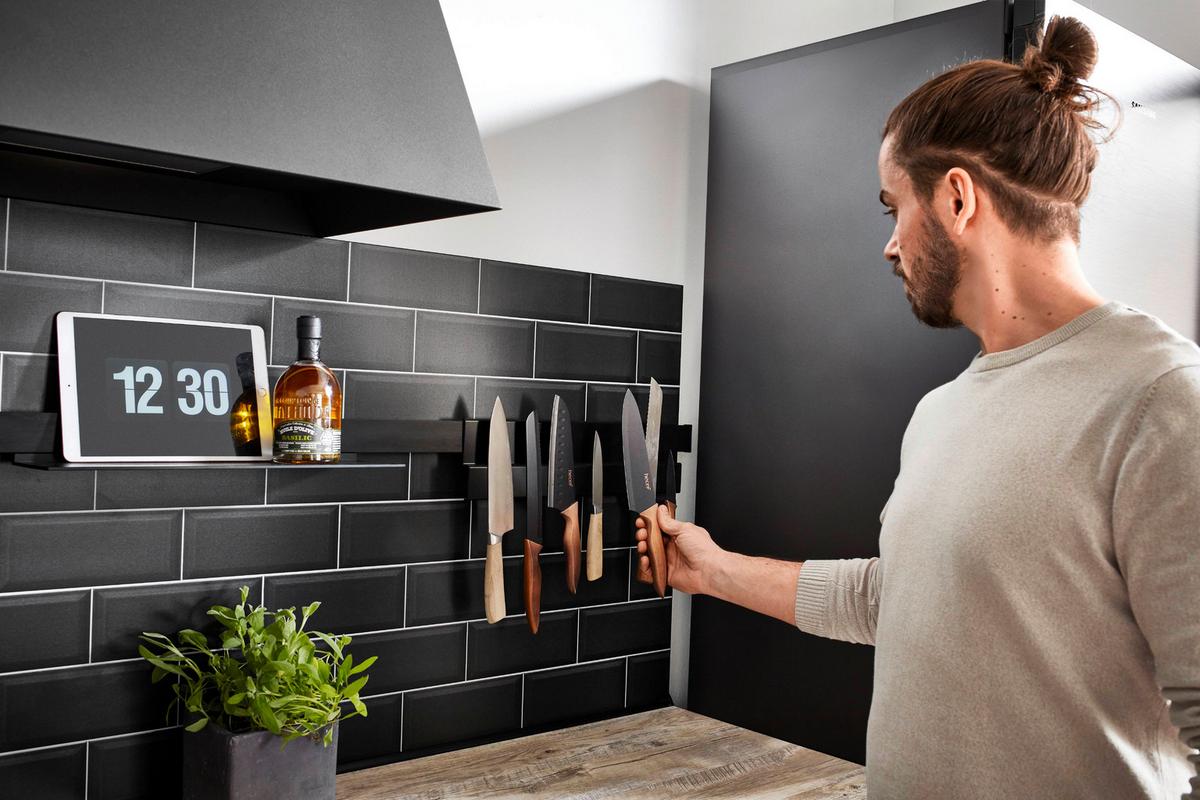 Einbauküche Indiana Frei Planbar Modern, Grifflos - Edelstahlfarben, MODERN, Holzwerkstoff - Vertico