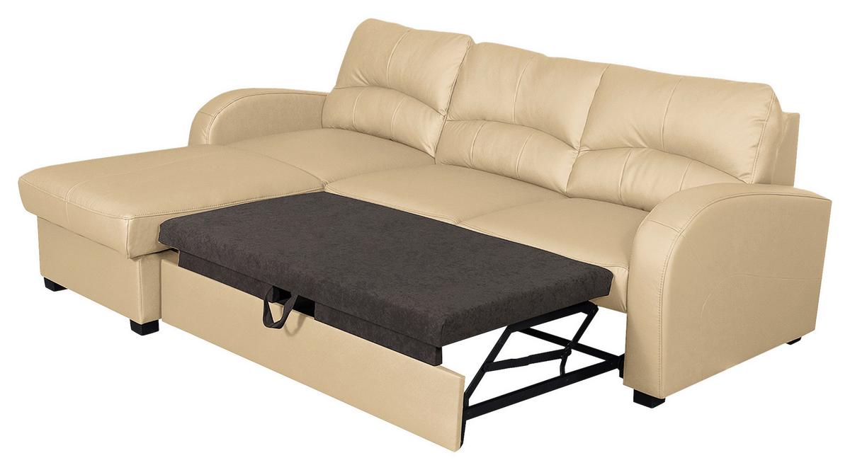 Ecksofa Tilo Beige S: 168 cm - Beige/Schwarz, Design, Leder/Textil (168/227cm) - Livetastic