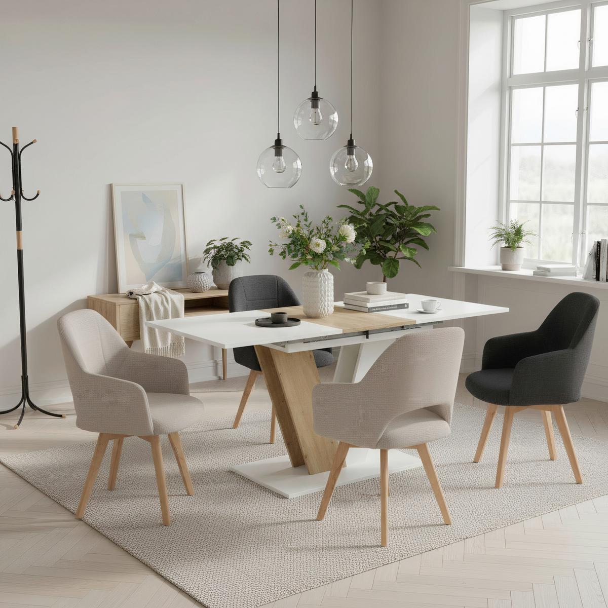 Esstisch Siena T - Eiche Artisan/Weiß, MODERN, Holzwerkstoff (110-150/76/70cm) - MID.YOU