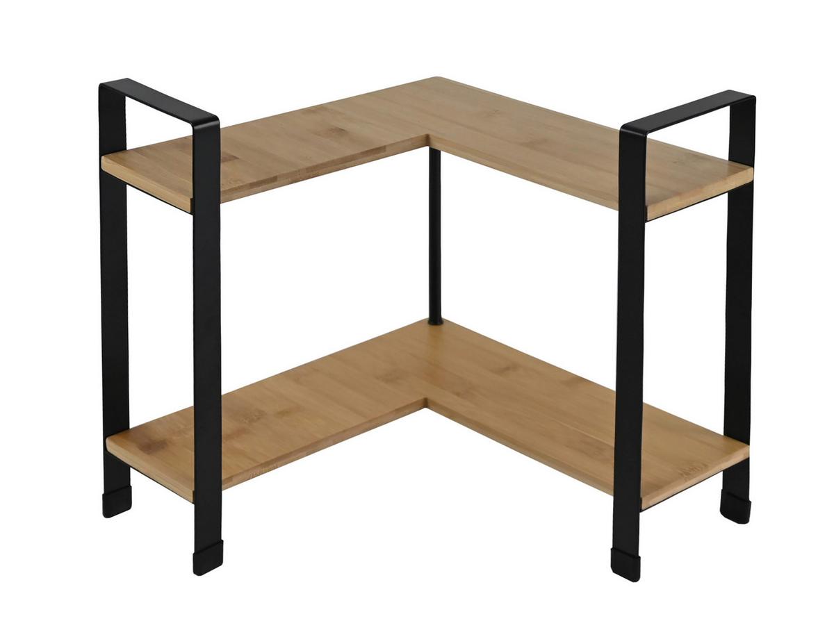 Kuchyňský regál RITA - CORNER - černá/přírodní barvy, Moderní, kov/přírodní materiály (30/33/30cm) - Mömax