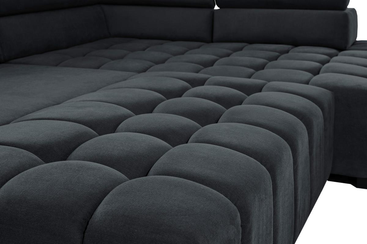 Eckschlafsofa Elias Neu Dunkelgrau S: 307 Cm - Dunkelgrau/Schwarz, Design, Textil (307/201cm) - Livetastic