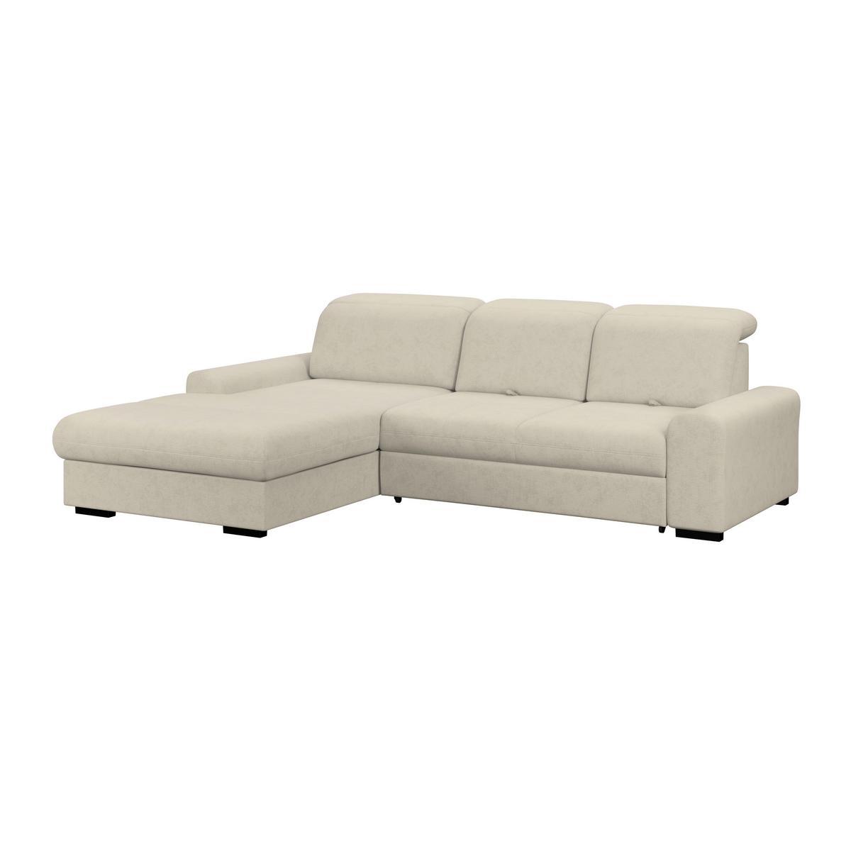 Ecksofa mit Bettfunktion Malaga new Chenille beige - Beige/Schwarz, KONVENTIONELL, Textil (203/286cm) - Ondega