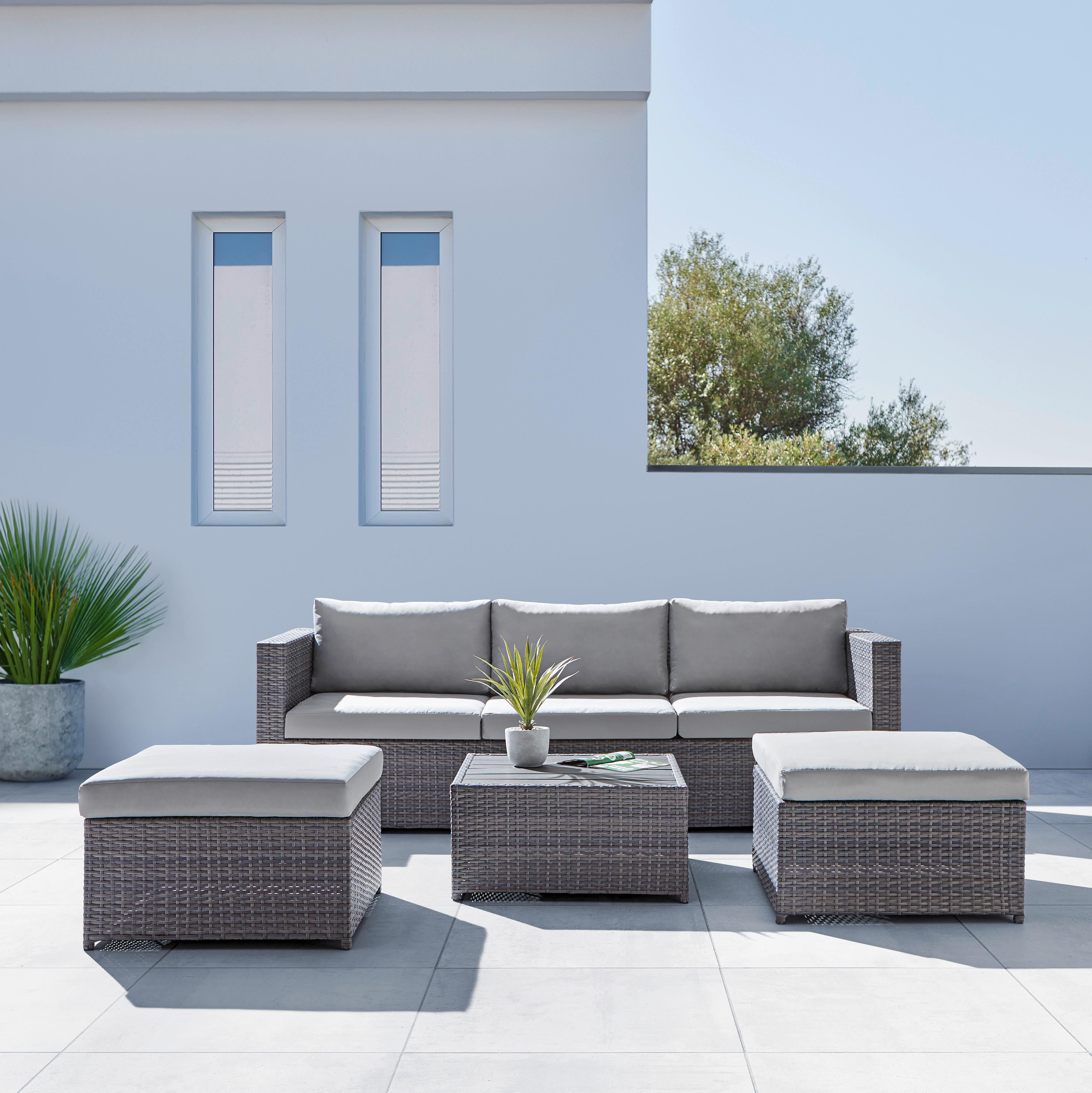 TERASOVÁ SEDACÍ SOUPRAVA CORUNA - světle šedá/tmavě šedá, Moderní, kov/textil - Modern Living