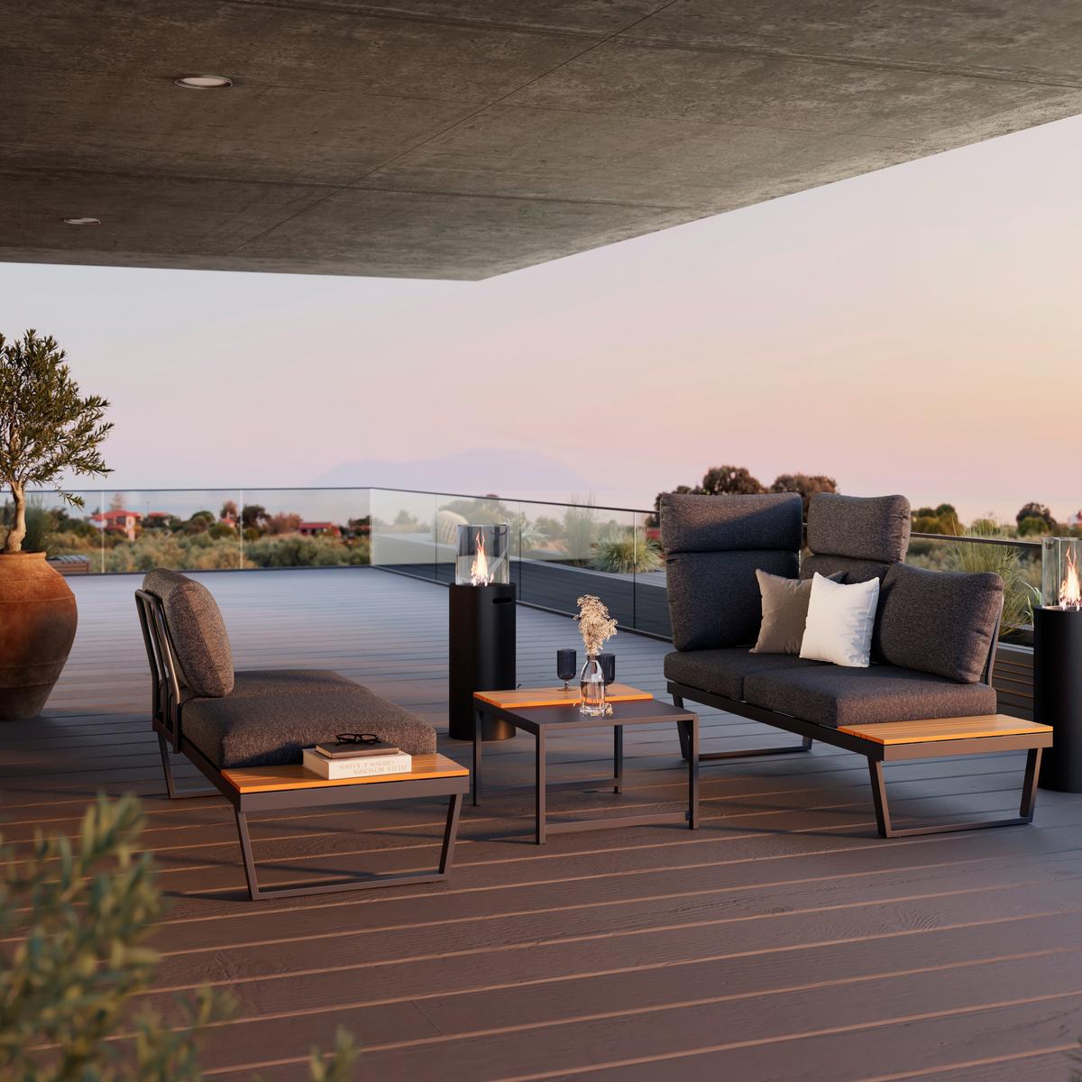 Loungegarnitur Rio - Anthrazit/Schwarz, MODERN, Kunststoff/Textil (226/156cm) - Beldano