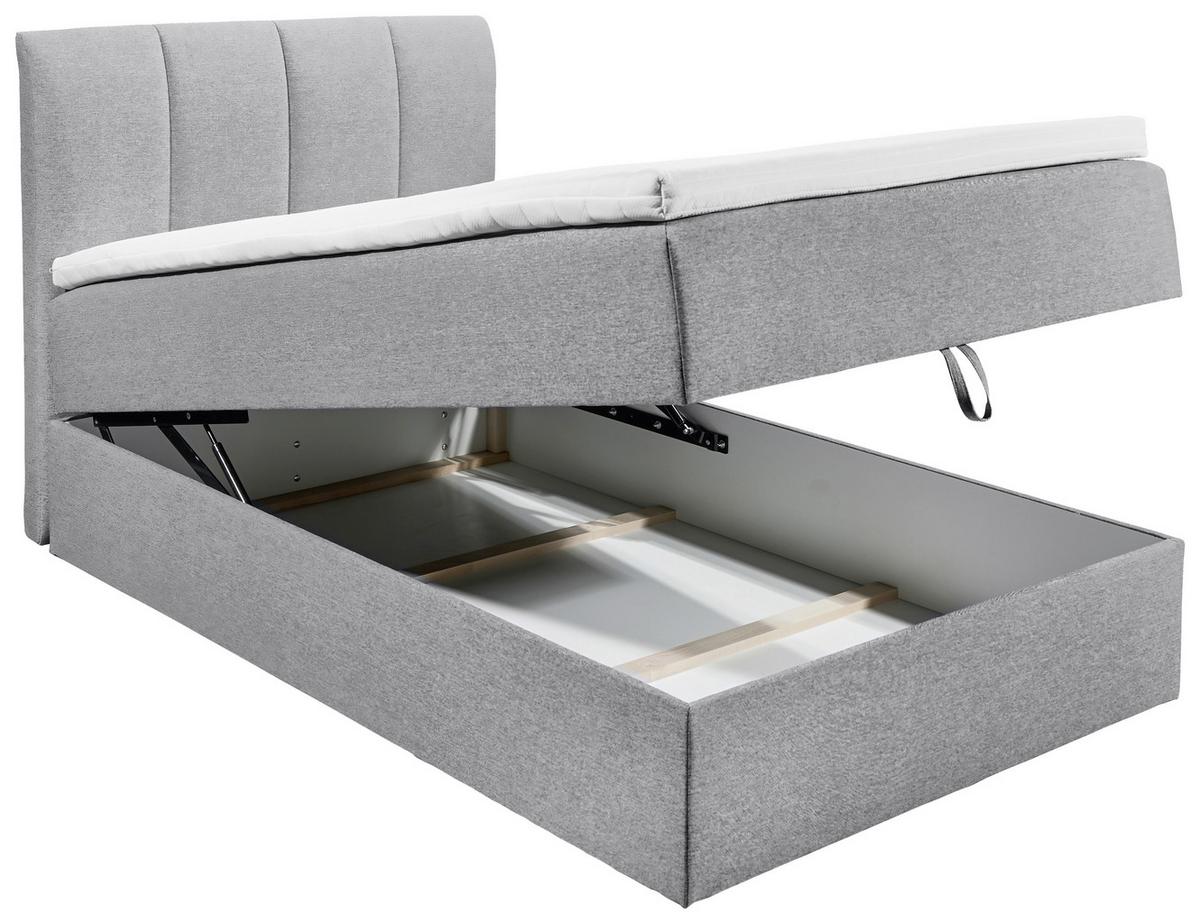 Boxspring postel  GRANADA šedá 120x200 cm - šedá/černá, Basics, textil/plast (120/200cm) - MID.YOU