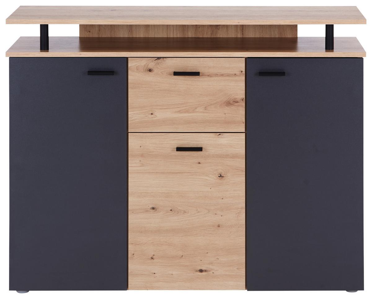 KOMODA LEON 2 - černá/antracitová, Moderní, kompozitní dřevo/plast (117/92,3/38cm)