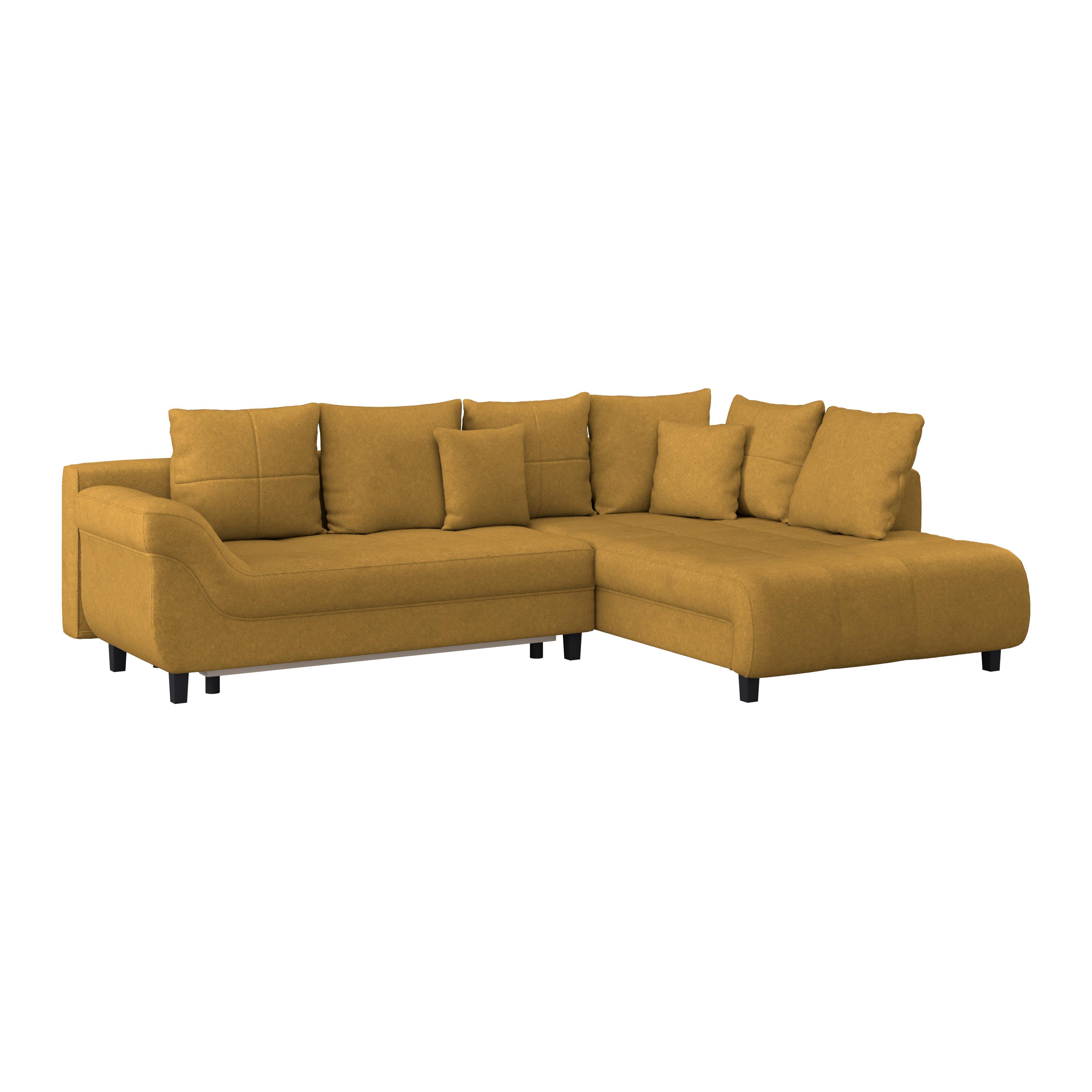 Ecksofa Mendoza - Senfgelb/Schwarz, Design, Textil (309/197cm) - Ondega